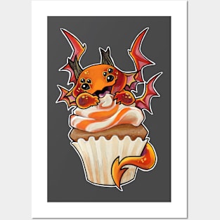 Orange cream cupcake dragon Posters and Art